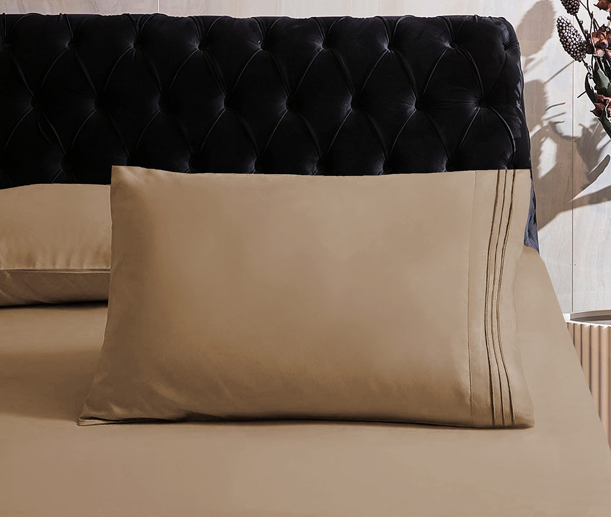 Mocassi Hotel Luxury 1800Tc Microfiber Pillowcases, Taupe, Set Of 2 - Cooling, Wrinkle & Fade Resistant, Breathable