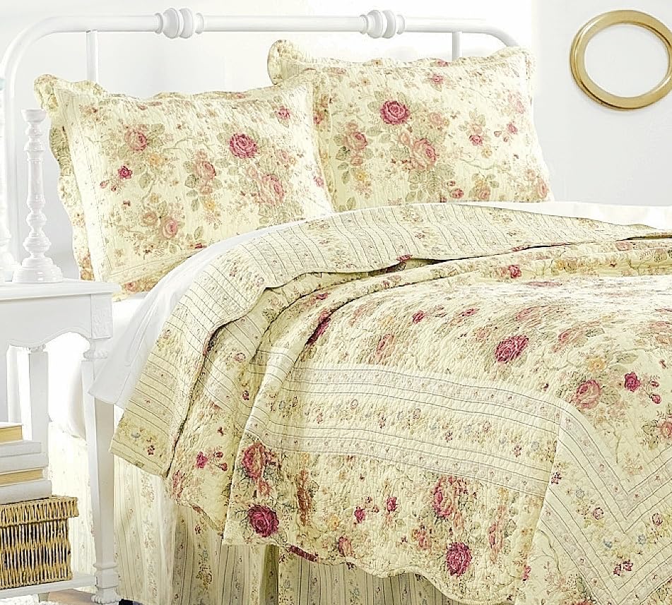 Chic Shabby Romantic Rose Bedding Quilt Set Queen