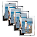Hoikwo Bulk 4x6 Picture Frames, 4 Packs Silver Photo Frames 4 by 6, Glass Wedding Frames 4x6, Clear Mirror Wedding Photo Frames,