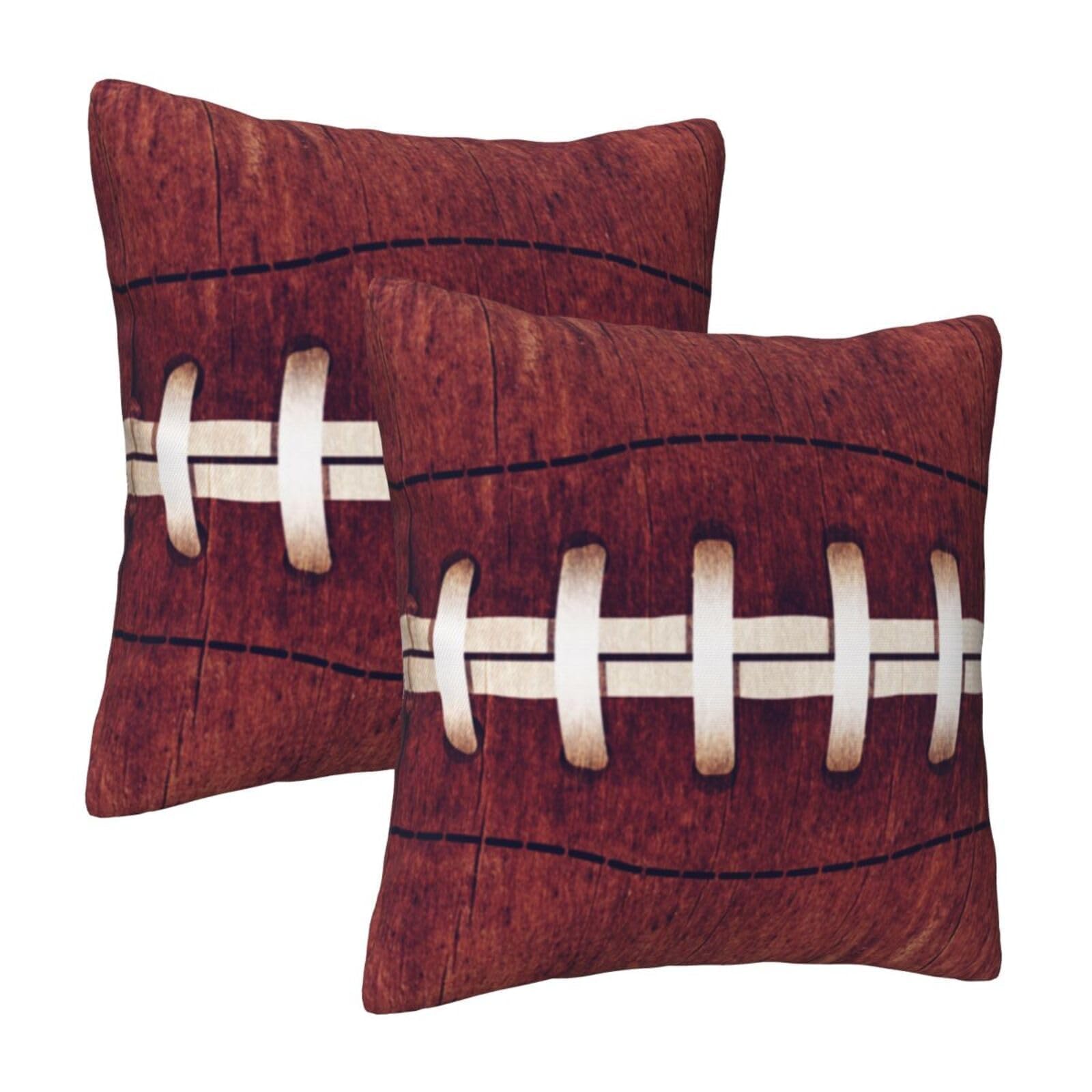 famliihw Retro Football Print Throw Pillow Covers Soft Square Cushion Pillowcase Set of 2 for Sofa Couch Bed Home Decor 18 X 18 