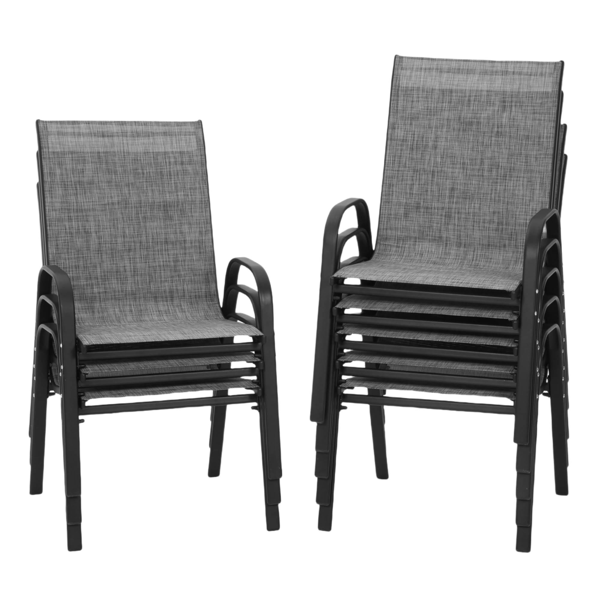 Pizzello Patio Chairs Set Of 8 - Outdoor Stackable Dining Chairs For All Weather - Lightweight Textilene Outdoor Chair Sets With
