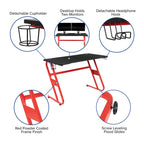 Flash Furniture Red Gaming Desk And Camouflage/Black Racing Chair Set With Cup Holder And Headphone Hook