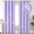 Estelar Textiler Lilac Blackout Curtains 96 Inches Long, Grommet Curtains With Silver Palm Tree Pattern, Light Blocking Thermal