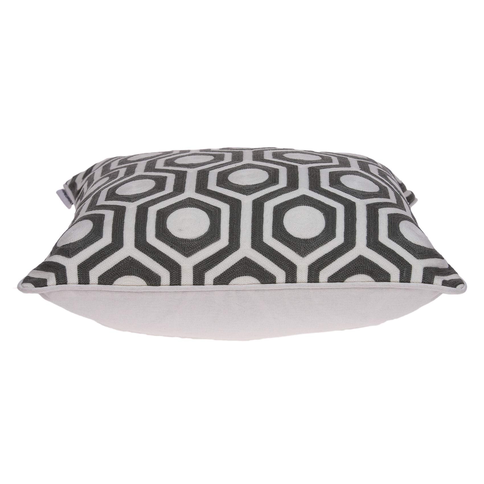HomeRoots Decor 20' x 7' x 20' Traditional Gray and White Accent Pillow Cover with Down Insert