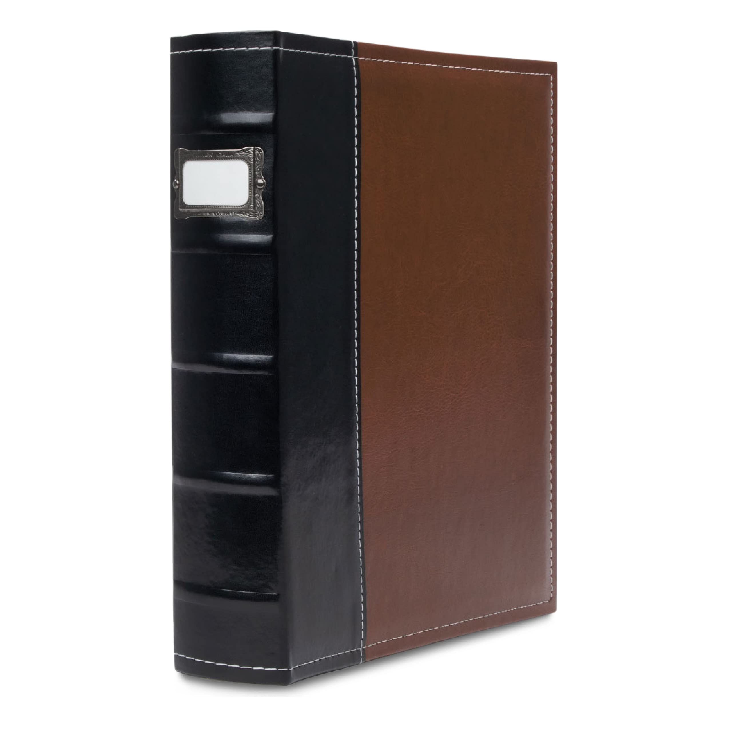 Bellagio-Italia 3 Ring Binder 1 Inch Rings, Brown - Faux Leather Presentation Binder For Business, Resumes, File Storage - 1 Inc