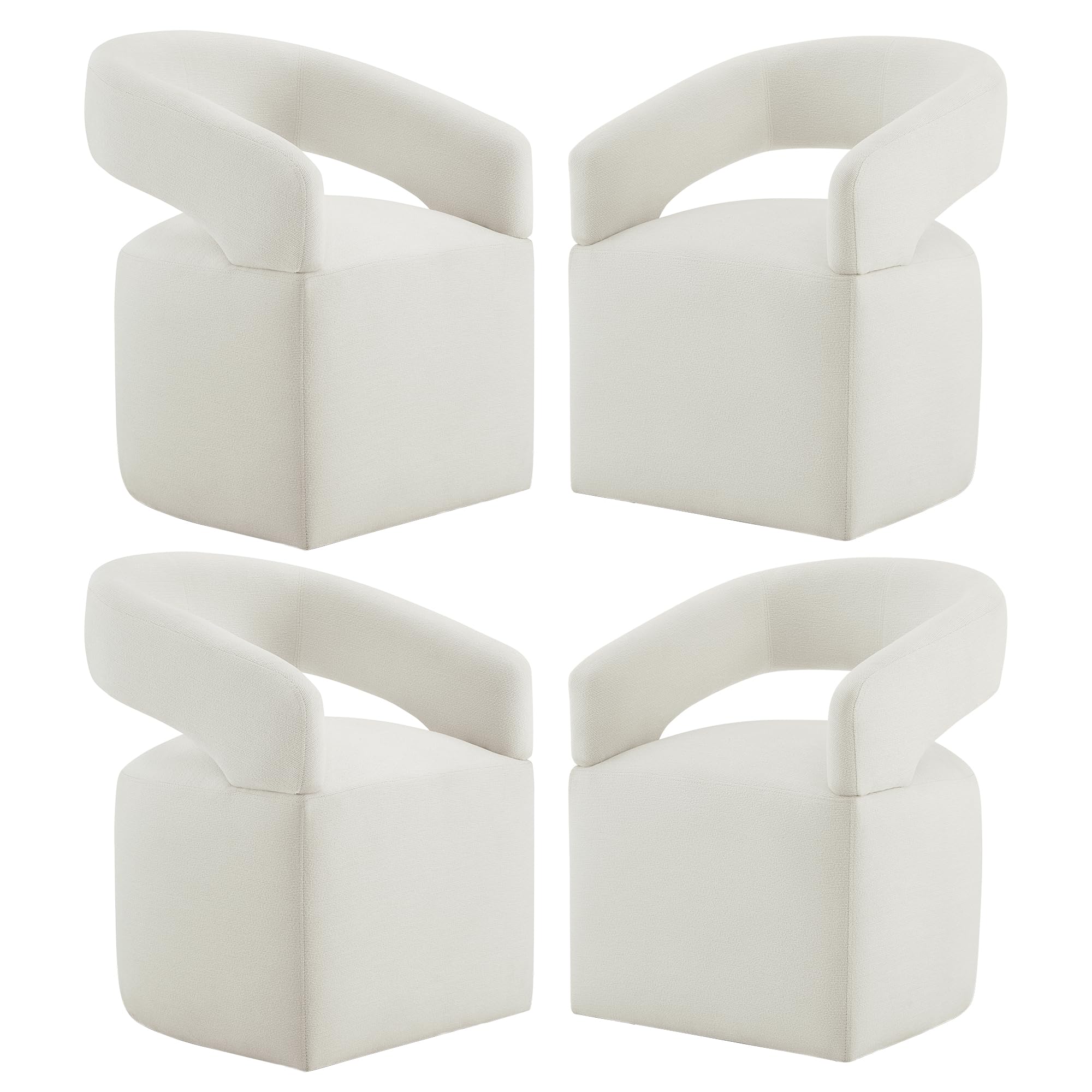 Kislot Upholstered Dining Chair With Removable Casters Barrel Side Armchair With Rollers For Diningroom Bedroom Livingroom Readi