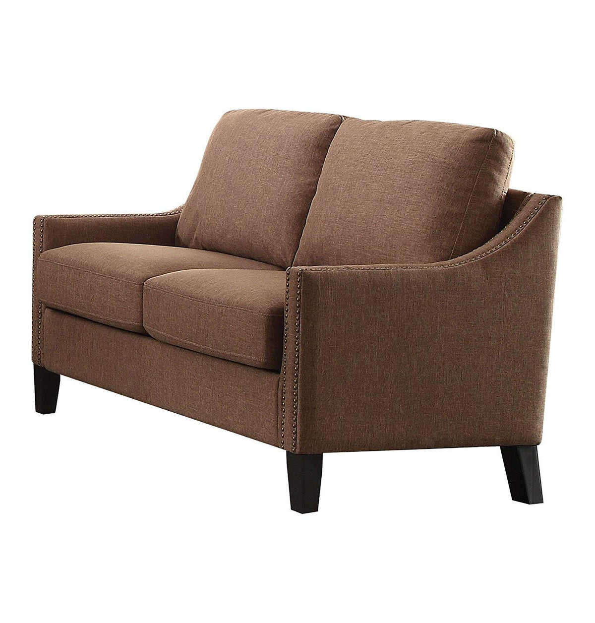 HomeRoots Furniture Brown Linen Loveseat Multicolor