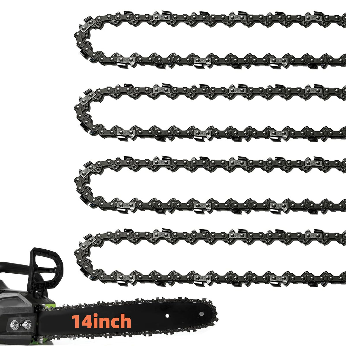 4 Pack 14 Inch Chainsaw Chain 52 Drive Links, 050' Gauge, 3/8' Lp Pitch, 14-Inch Replacement Chainsaw Chains Low-Kickback Fits