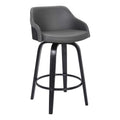 Alec Faux Leather Swivel Barstool, 30' Bar Height, Black And Gray