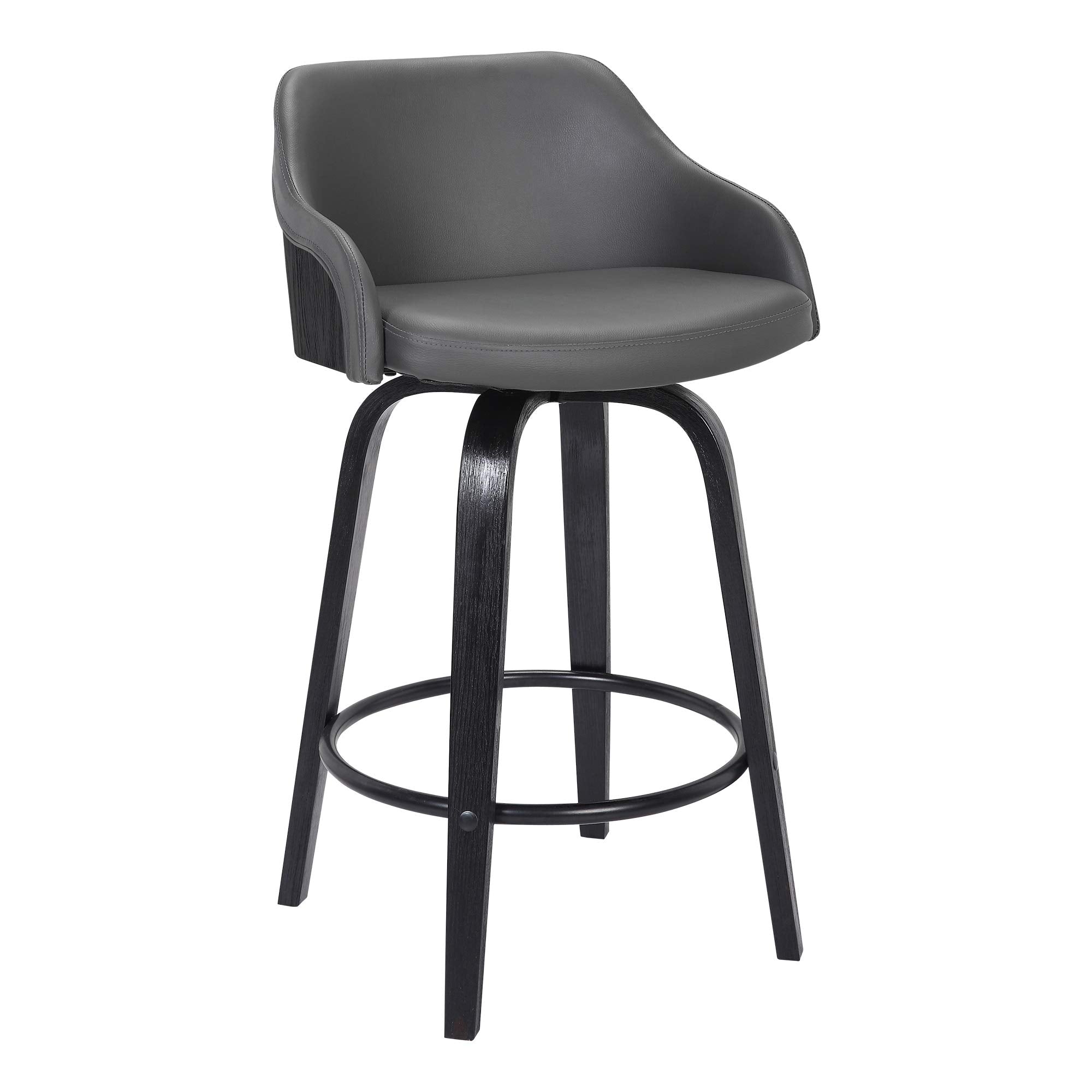 Alec Faux Leather Swivel Barstool, 30' Bar Height, Black And Gray