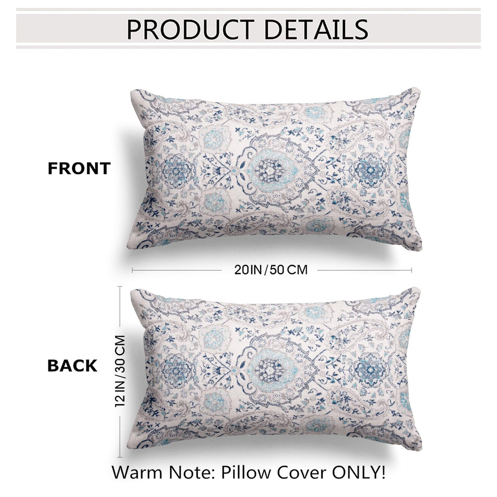 Snycler Boho Throw Pillow Covers 12X20 Inch Set Of 2 Terracotta Rust Blue Colored Throw Pillows Double Sided Boho Home Soft Deco