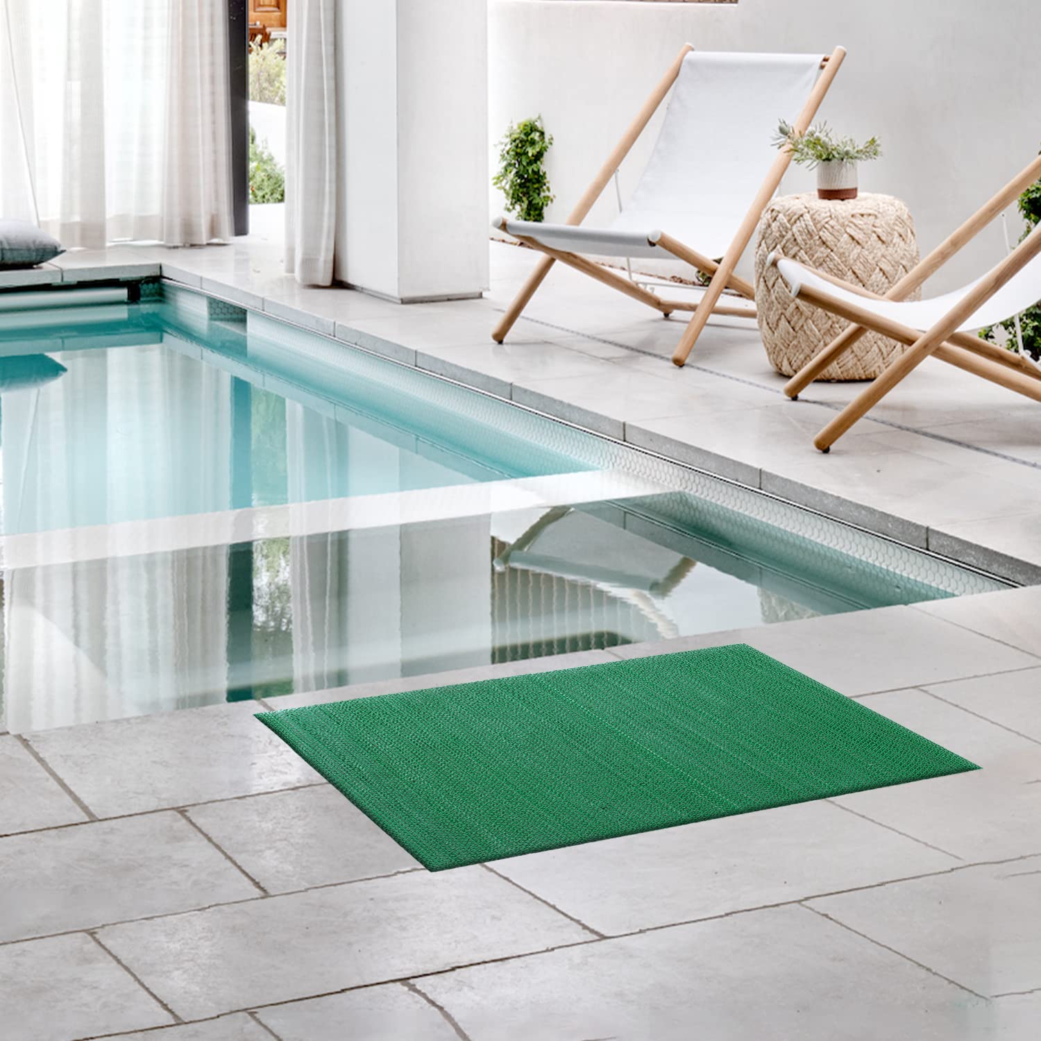 Kuber Industries Rubber Waterproof AntiSkid Swimming Pool Mat|Shower Mat|Rainmat for Entrance Area,Bathroom,16 x 24 Inch (Green
