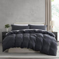 Nestl Twin Duvet Cover Set - Soft Prewashed Dark Grey Duvet Cover Twin/Twin Xl, 2 Piece, With Zipper Closure, 1 Duvet Cover 68X9