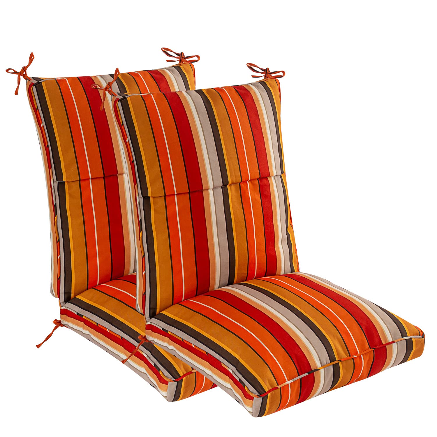 Makimoo Set Of 4 Outdoor Dining Chair Cushions, Comfort Patio Seating Cushions, 44 X21X4.5 Inch, Single Welt And Zipper, (Orange
