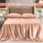 Elegant Comfort Luxurious 4-Piece Silky Satin Sheet Set, Skin And Hair Friendly, Wrinkle, Fade, Stain Resistant With Deep Pockets Fitted Sheet, Cooling Soft Satin Sheet Set, King, Dusty Rose