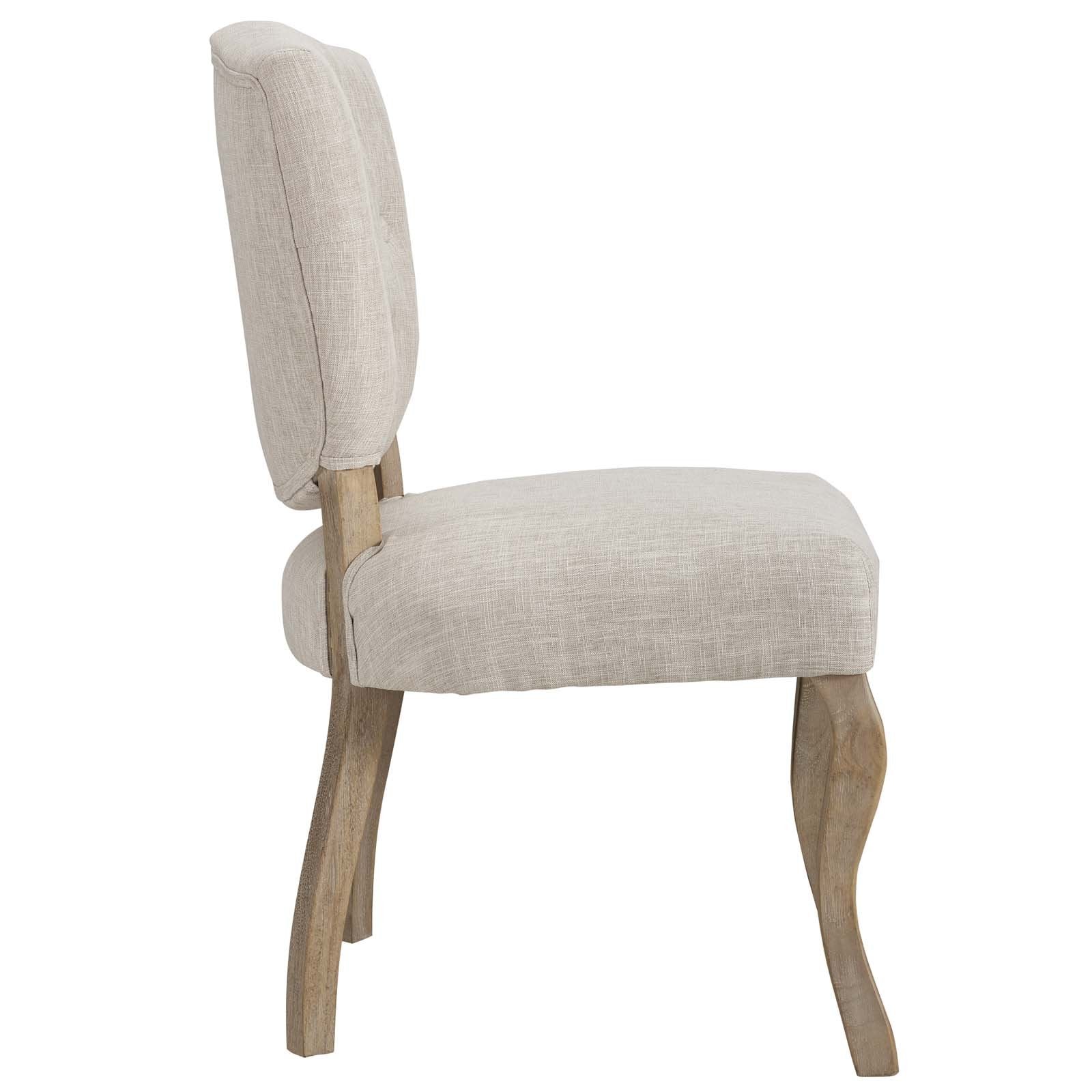 Modway Array French Vintage Tufted Upholstered Fabric Dining Chair In Beige