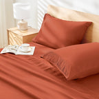 Andency Orange Sheets Queen Set 4 Pieces, Super Soft Sheets For Queen Size Bed, Microfiber Queen Sheet Set, Deep Pocket Up To 16', Hotel Luxury Breathable & Cooling Bedding Sheets & Pillowcases