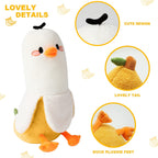 Peach Cat Banana Duck Plush Pillow Duck Stuffed Animal Cute Banana Plushie For Girls And Boys White 19.7'