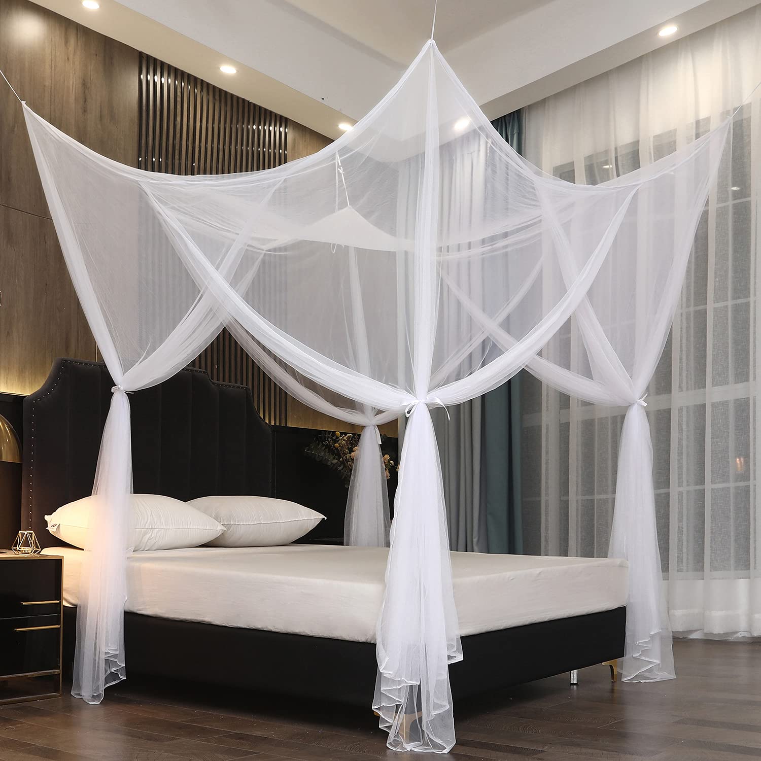 Mengersi Bed Canopy For Full Queen King Size Bed,Canopy Bed Curtains Elegant Mosquito Net,Mosquito Netting For Camping Patio Ind