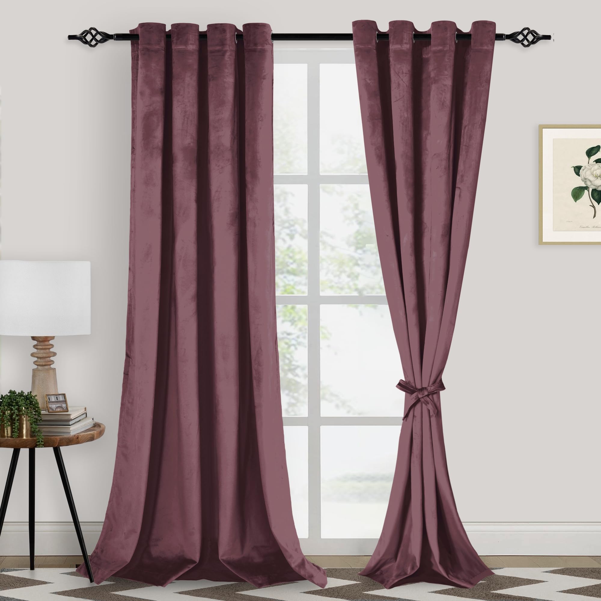 Xwzo Velvet Curtains 108 Inches Long - Soft Luxury Room Darkening Privacy Velvet Blackout Curtain Panels For Bedroom/Theater/Liv