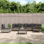 vidaXL Patio Furniture Set 7 Piece, Sectional Sofa with Coffee Table, Wicker Furniture Set with Cushions for Porch Garden, Anthracite Poly Rattan
