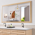 Amorho 72 X32 Inch Bathroom Mirror for Wall, Oak Wood Grain Metal Framed Mirror, Anti-Rust, Hang Horizontally/Vertically, Suitab
