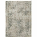 HomeRoots 508170 6 x 9 ft. Gray Beige & Teal Oriental Power Loom Stain Resistant Rectangle Area Rug
