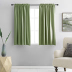 Donren 48 Inch Length Sage Blackout Curtains For Bedroom - Small Window Treatment Rod Pocket Curtain Drapes (Set Of 2 Panels,52 W X 48 L)