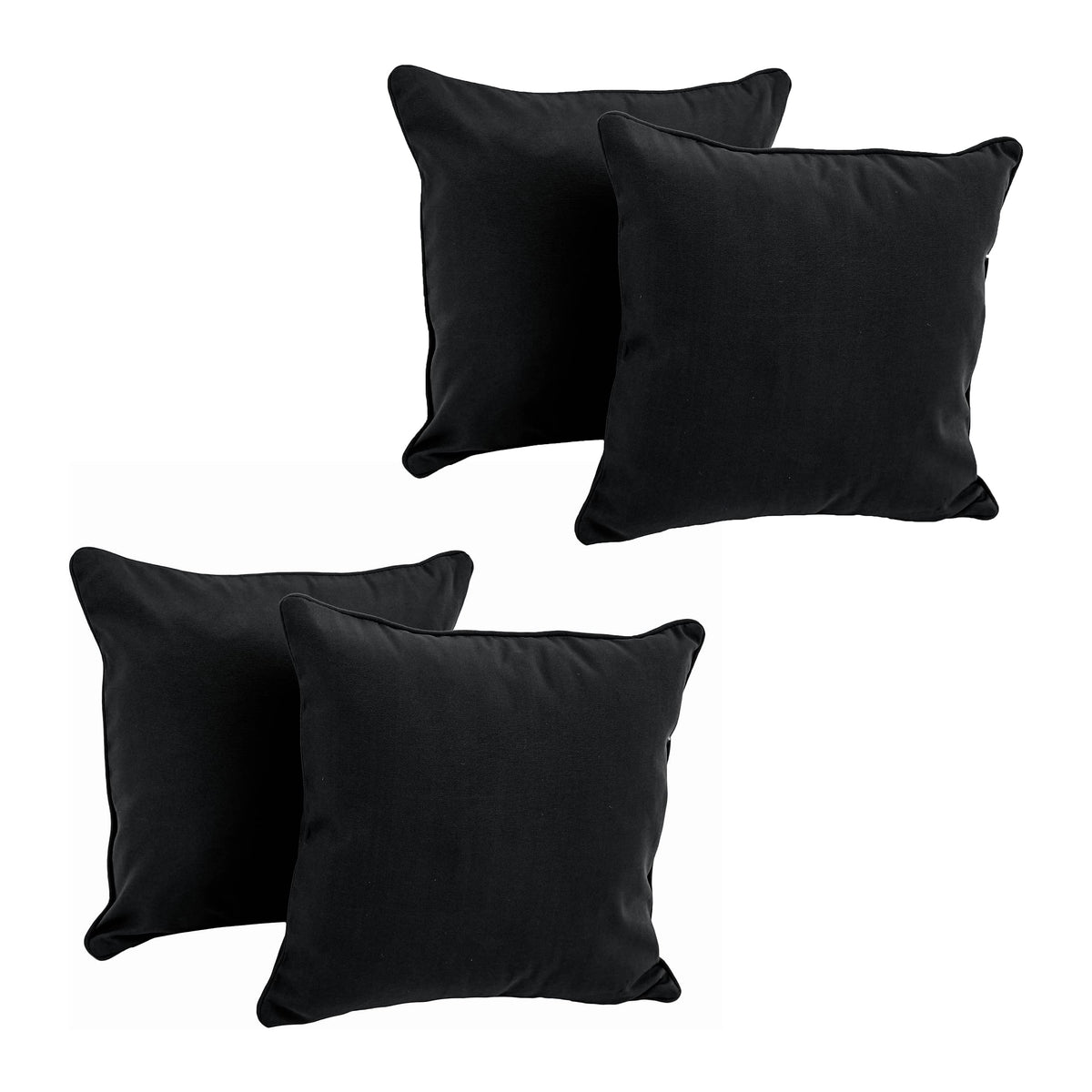 Blazing Needles Corded Twill Square Throw Pillow, 18&Quot;, Black 4 Count