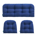 Yoozeku Outdoor/Indoor All Weather Tufted Wicker Chair Cushions Of 3 Pieces, 1 Loveseat And 2 U-Shape Waterproof Cushions For Pa