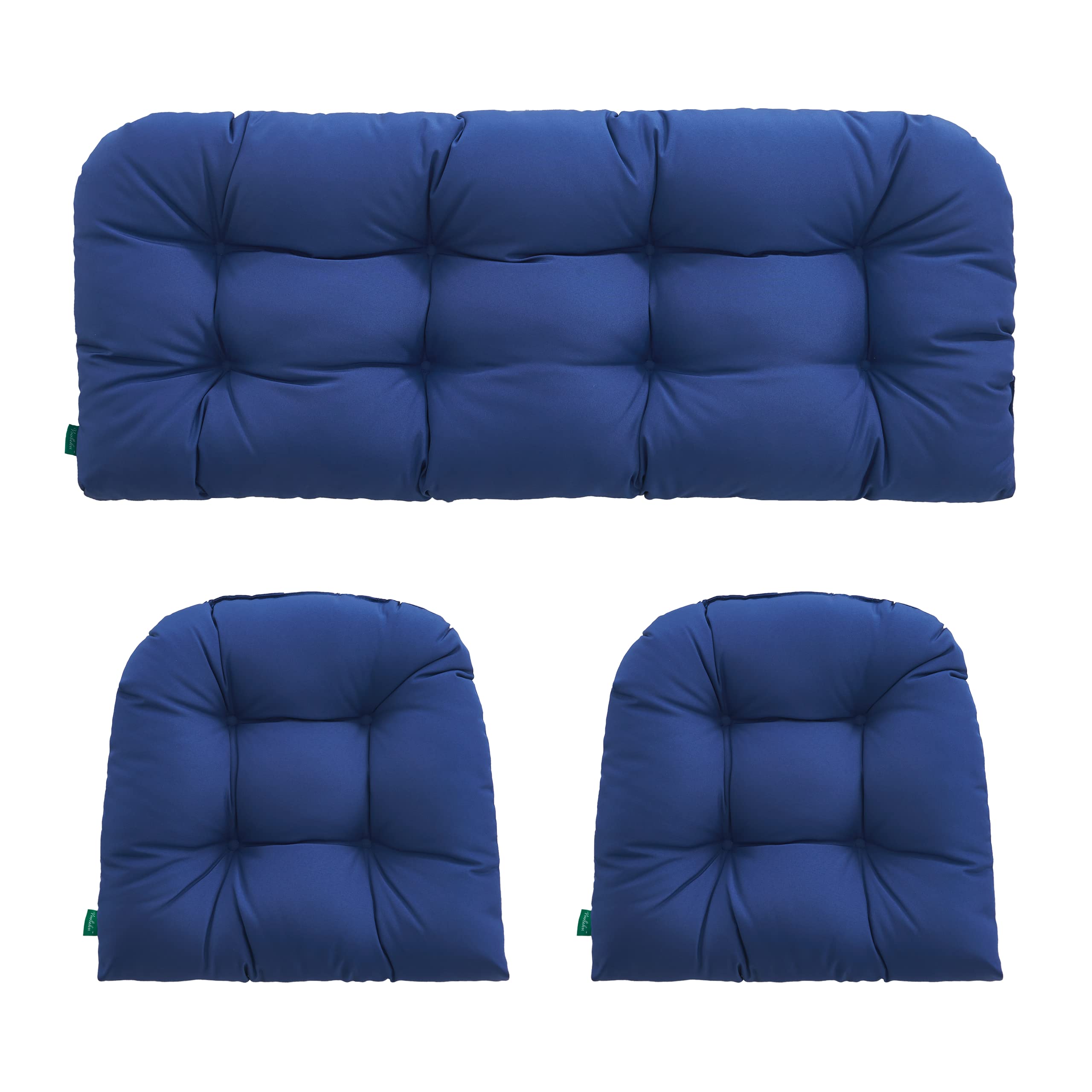 Yoozeku Outdoor/Indoor All Weather Tufted Wicker Chair Cushions Of 3 Pieces, 1 Loveseat And 2 U-Shape Waterproof Cushions For Pa