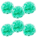 WYZworks Set of 6 - Caribbean Green 10 - (6 Pack) Tissue Pom Poms Flower Party Decorations for Weddings, Halloween, Birthday, Br
