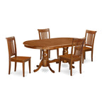 East West Furniture PLPO5-SBR-W 5 Piece Kitchen Table Set for 4 Includes an Oval Dining Room Table with Butterfly Leaf and 4 Solid Wood Seat Chairs, 42x78 Inch, Saddle Brown