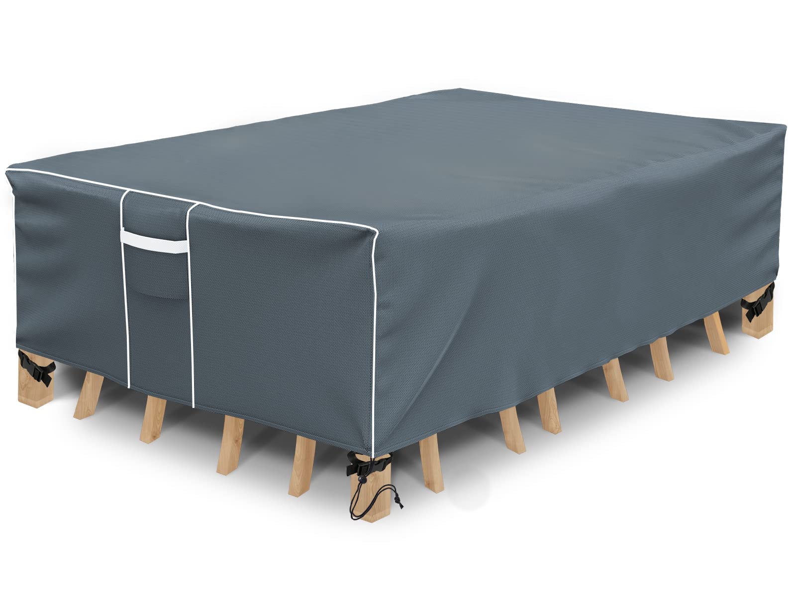 Patio Table Cover, Waterproof Outdoor Table Cover Rectangular, 500D Heavy Duty, All Weather Protection Patio Furniture Cover For Outdoor Furniture Set, 90' L X 62' W X 29' H -Grey
