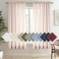 Melodieux Light Pink Semi Sheer Curtains 54 Inch Length for Bedroom Living Room, Faux Linen Window Privacy Sheer Drapes Rod Pock