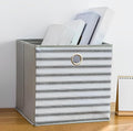 Heart Home Foldable Storage Basket|Square Toy Storage Bin|Front Grab Handle|Wardrobe, Closet Organizer (Grey)