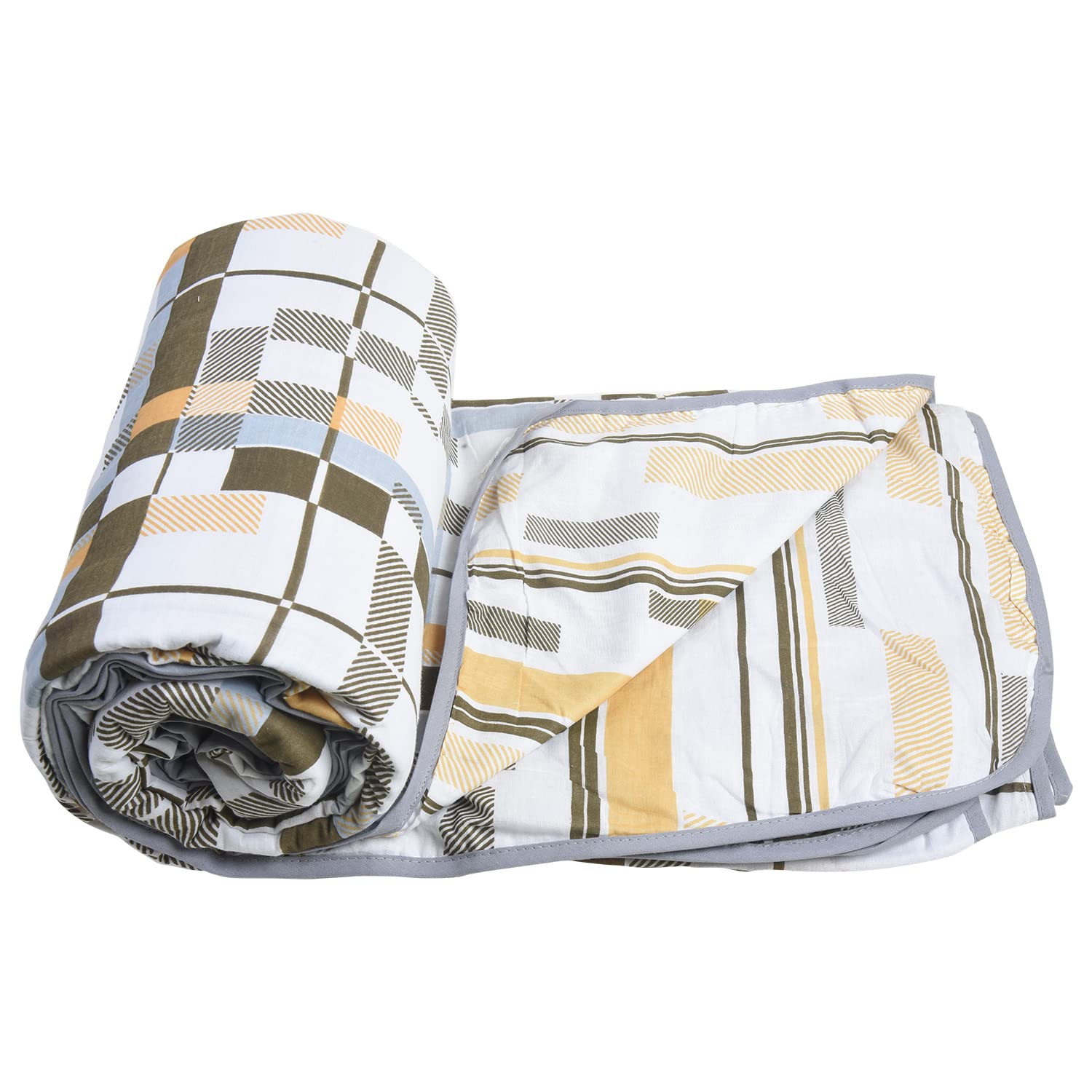 Ajanta Handloom House 100% Cotton Reversible Single Dohar | Comforter For AcBrown Grey