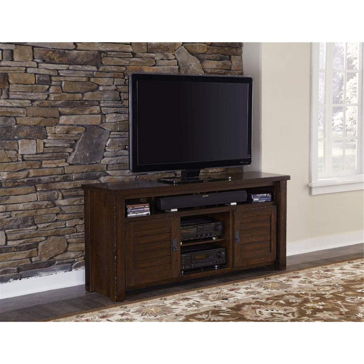 Progressive Furniture Trestlewood 64 Inch Tv Console, Brown