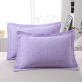 Winlife 100% Cotton Quilted Pillow Sham Floral Printed Pillow Cover (King, Lavender)