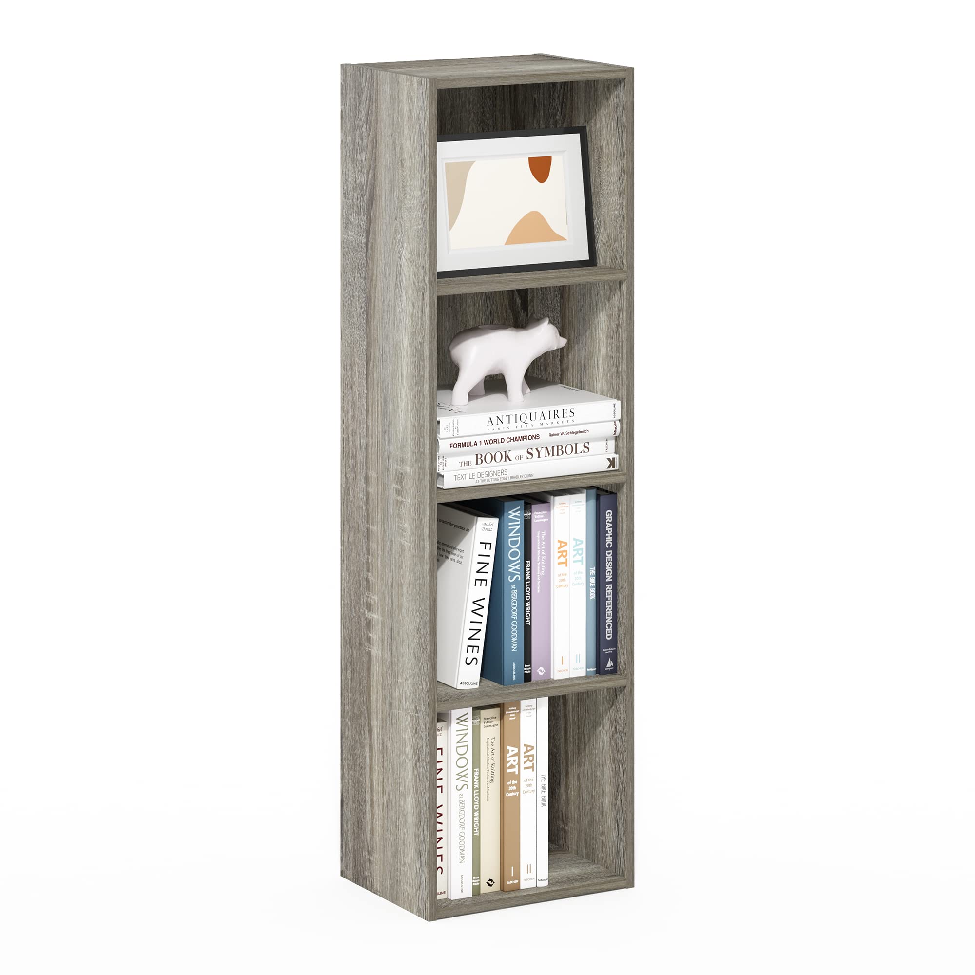 Furinno Luder Bookcase / Book / Storage, 4-Tier Cube, French Oak