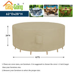 Easy-Going Round Patio Furniture Cover Waterproof Outdoor Dining Table And Chair Cover Anti-Uv Outside Sectional Sofa Set Covers (62'Dia X 28'H, Camel)
