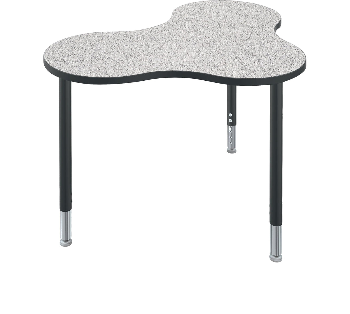 Student Desk - Large Quad - Gray Nebula Top Surface and Black Edgeband - Black Horseshoe Legs - No Bookbox