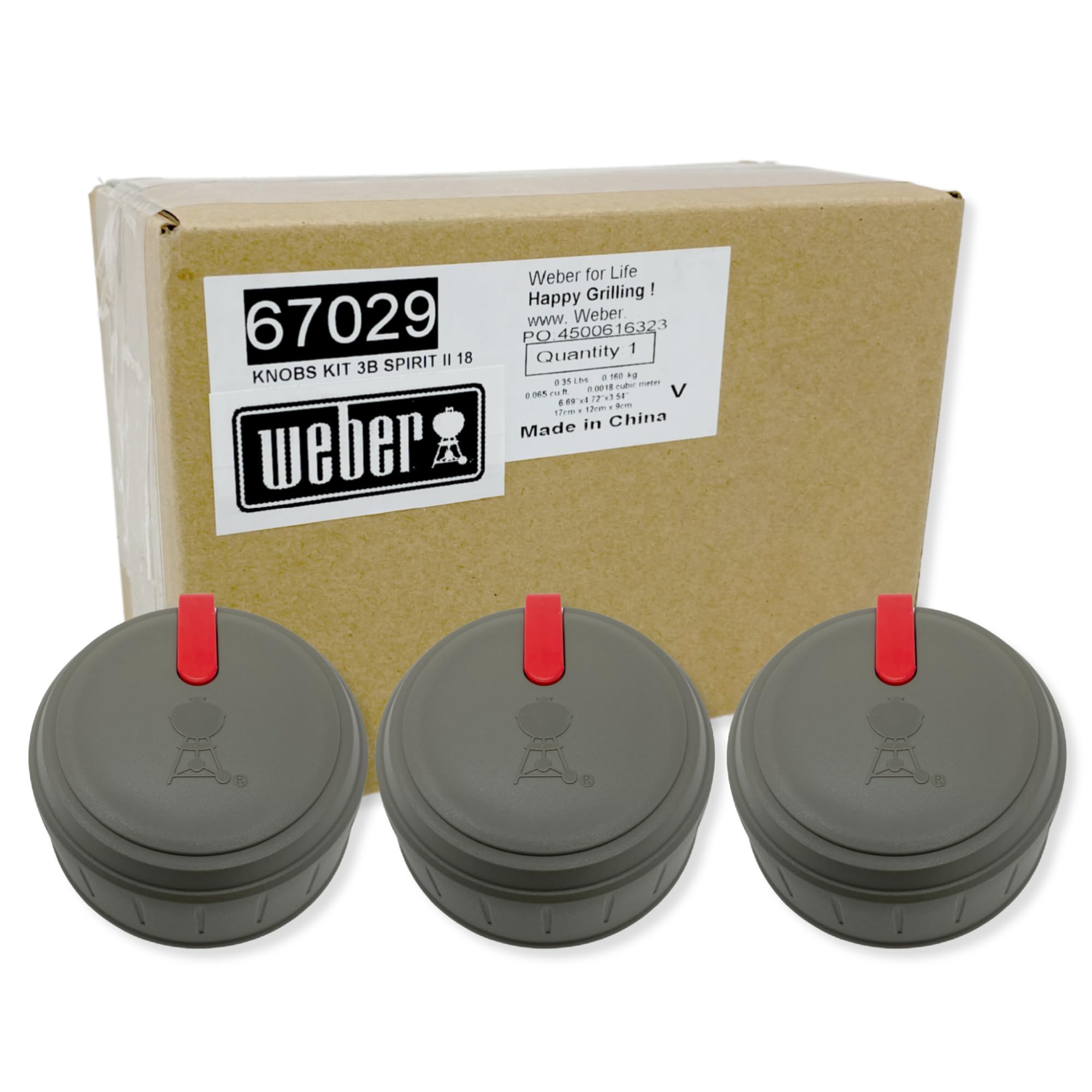 Weber 67029 Set Of 3 Main Burner Control Knobs Spirit Ii 310 Series Grills, Model Years 2017 And Newer.