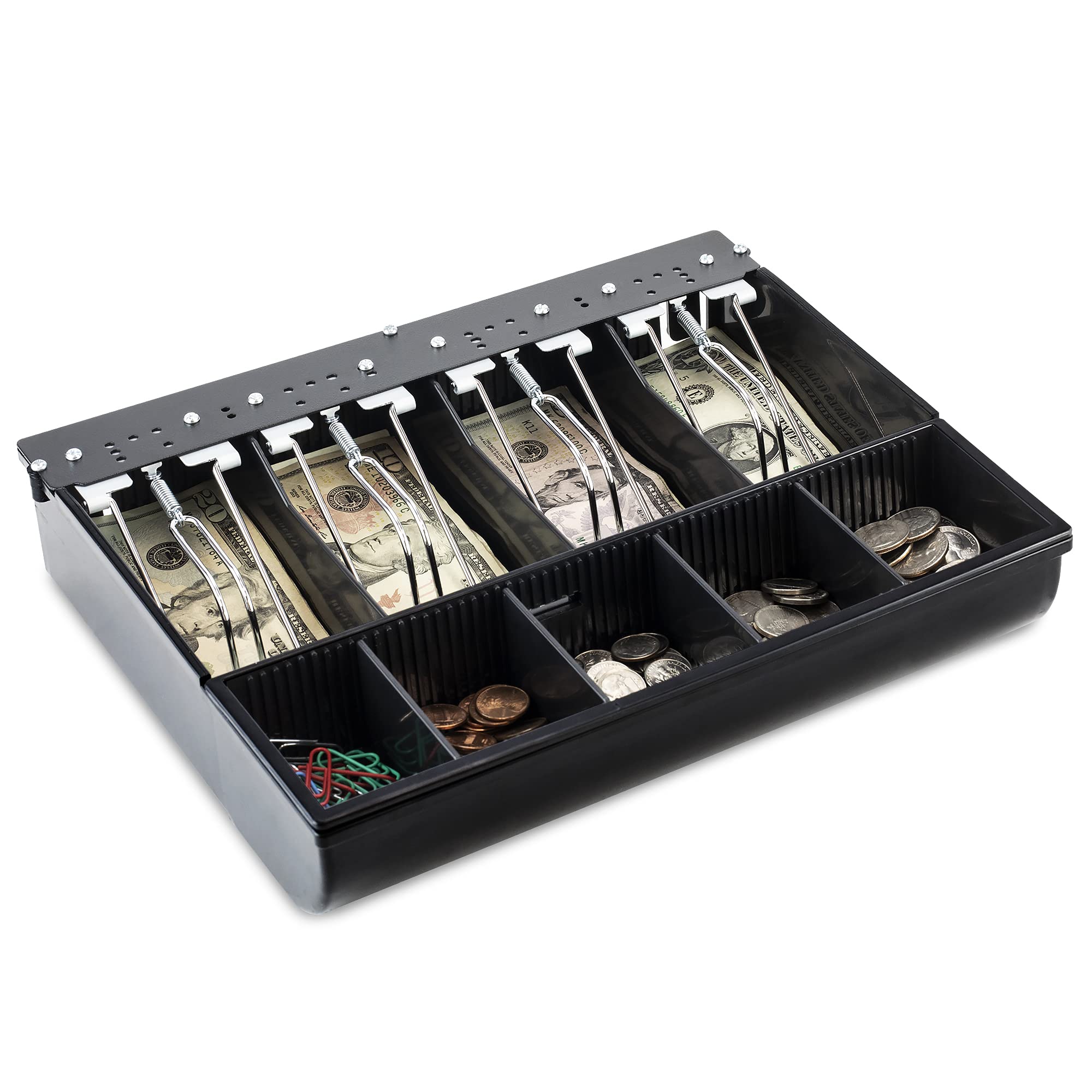 Volcora Cash Drawer Tray - 11.7 X 10.3 X 2.3 Inch Cash Register Insert - 4 Bill / 5 Coin Replacement Cash Tray 13' Fully-Remova