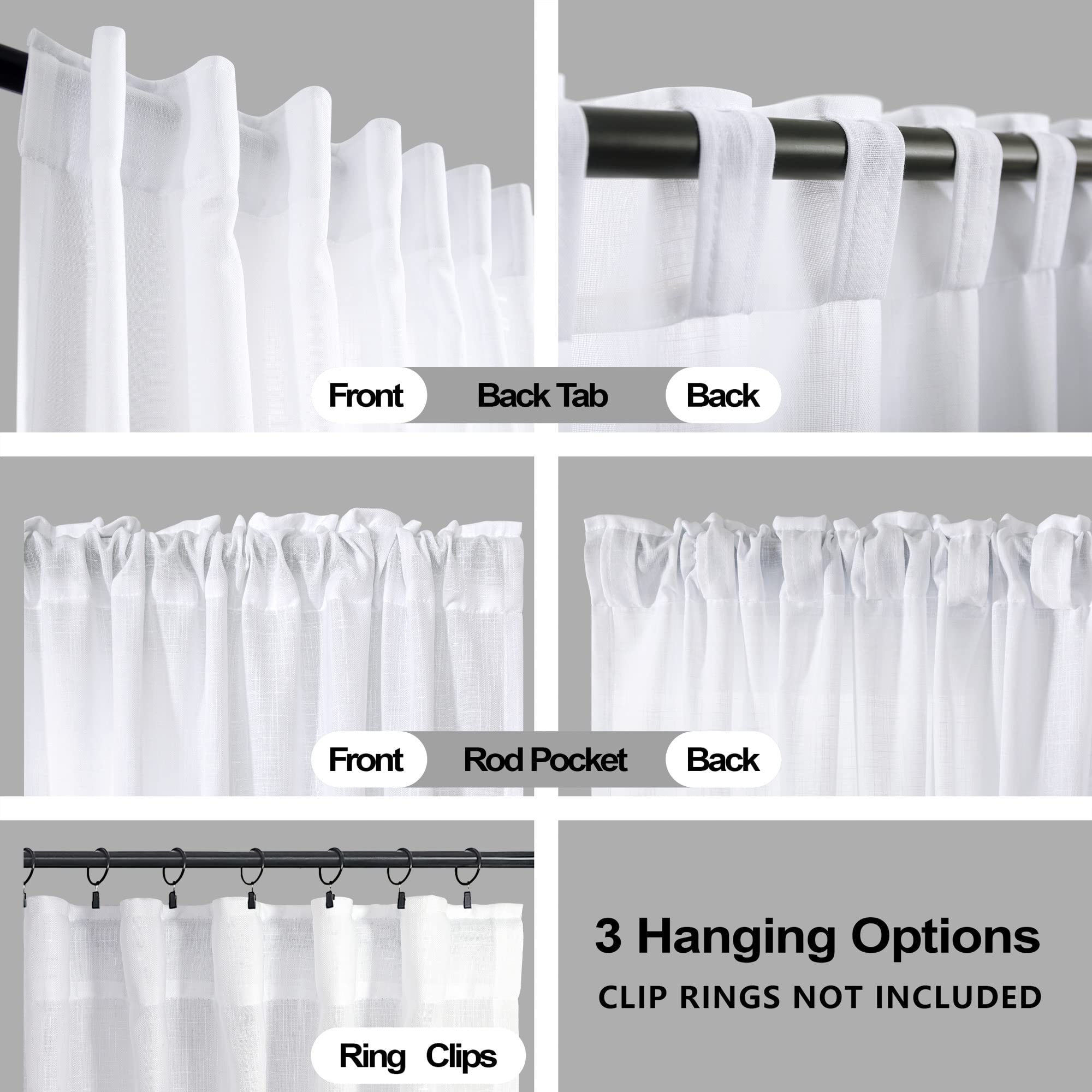 Koufall White Curtains 84 Inches Long,Extra 72 Inch Wide 72X84 Linen Sheer Pleat Curtain Drapes 84 Inch Length For Living Room Bedroom 2 Panels Set