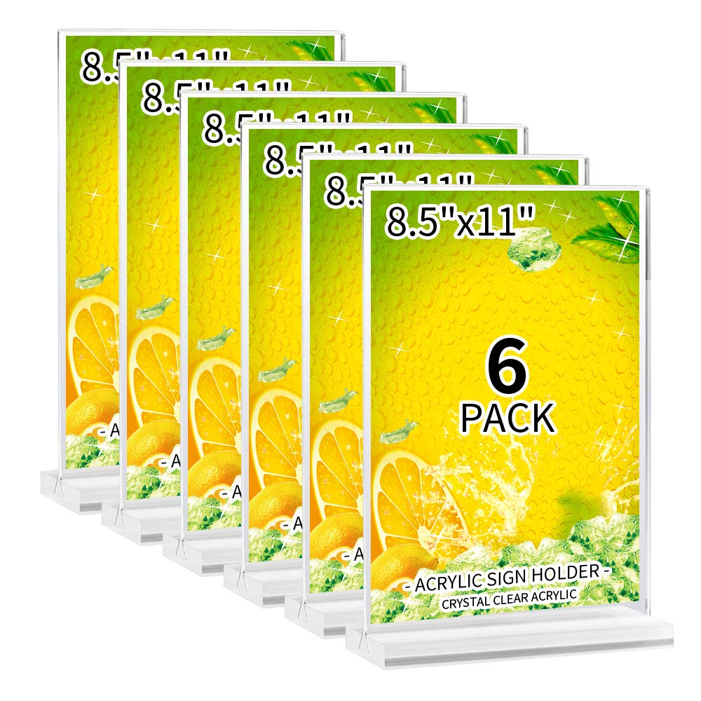 Ikgopiz Acrylic Sign Holder 8.5 X 11-Acrylic T-Shaped Desktop Display Stand, Sign Holder,Menu Ad Frame. Suitable For Restaurants