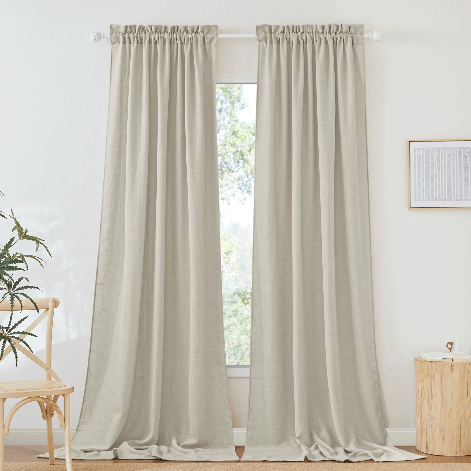 Ryb Home Linen Sheer Curtains Rich Linen Woven Soft Absorbent Drapes Uv Rays Protection Light Filtering For Party Backdrop, Farm