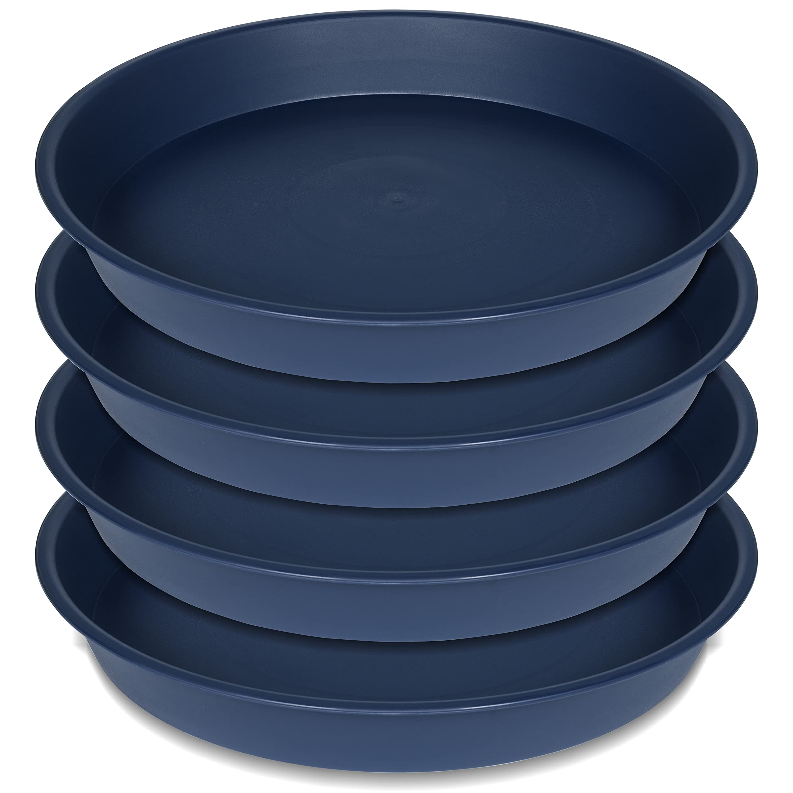 Bleuhome 4 Pack Of 14 Inch Plant Saucer Blue, Heavy Duty Durable Plant Saucer 14 Inch, Plastic Plant Water Tray For Pots, Plant