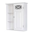 Teamson Home Dawson Wooden Removable Wall Medicine Cabinet Bathroom Storage Space Saver with 3 Open Shelves 1 Door Adjustable In