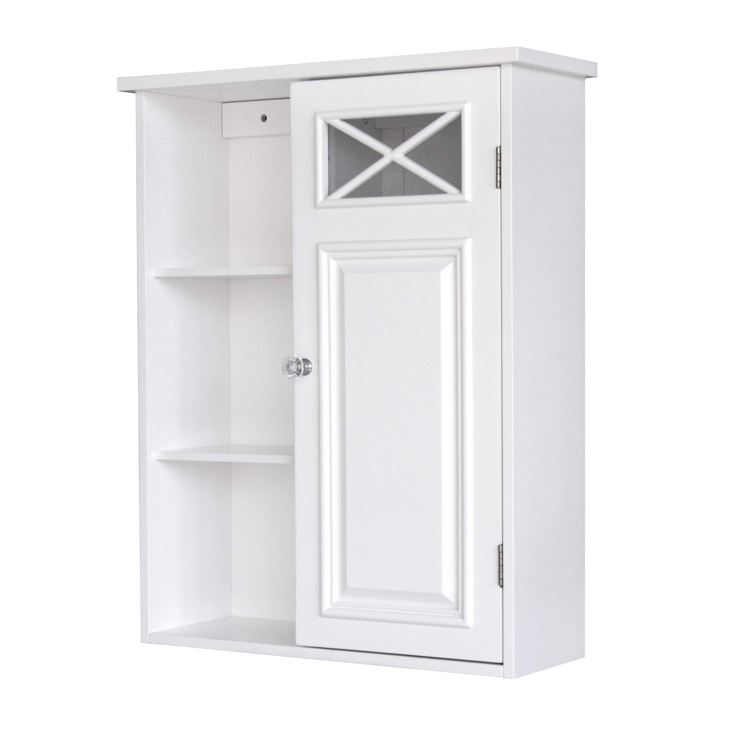 Teamson Home Dawson Wooden Removable Wall Medicine Cabinet Bathroom Storage Space Saver with 3 Open Shelves 1 Door Adjustable In